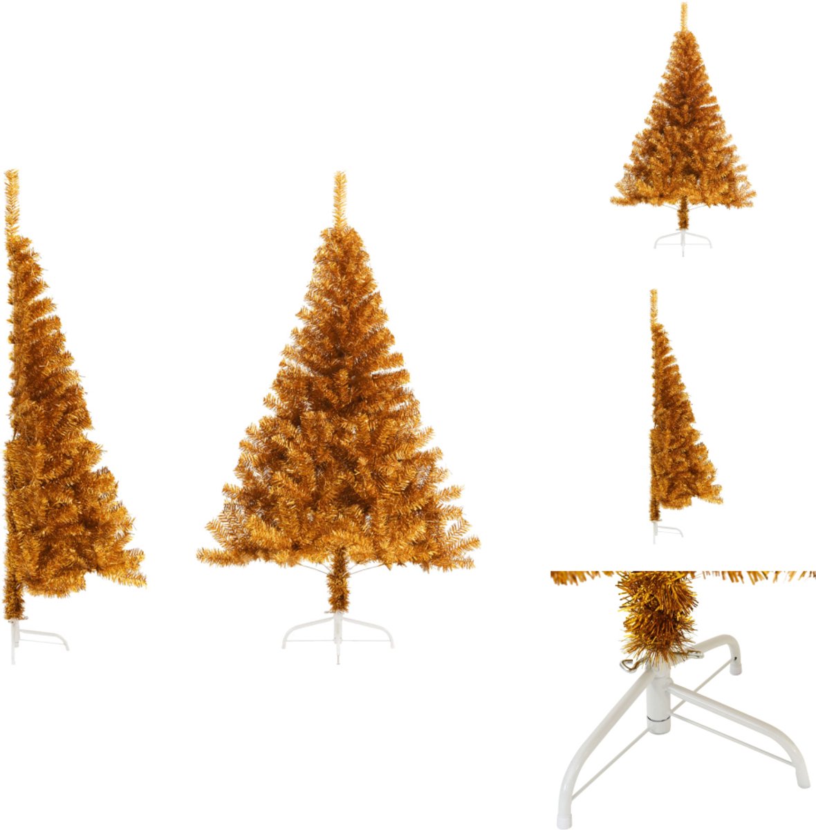 vidaXL Kunstkerstboom Halve 120 cm Goudkleurig