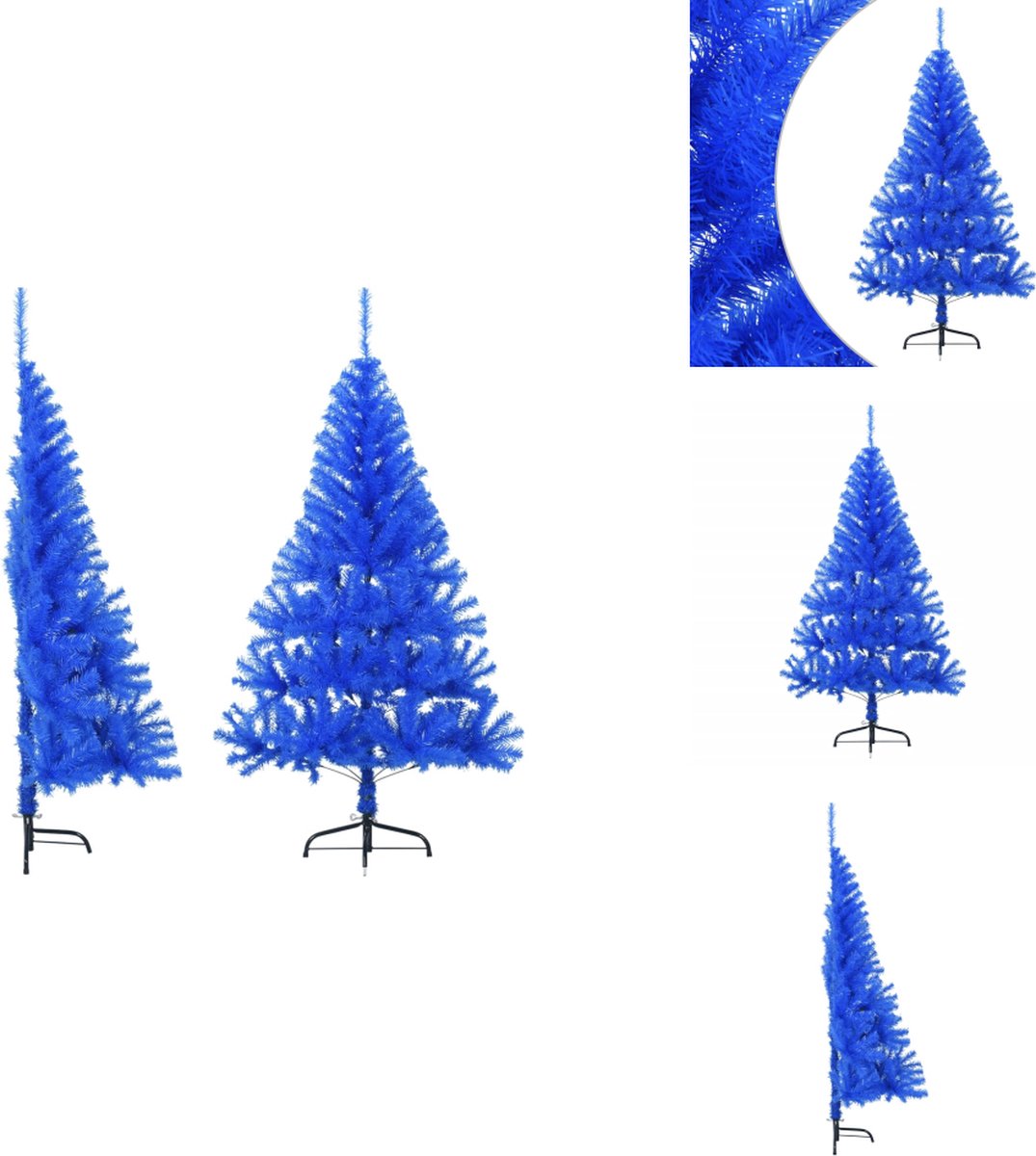 vidaXL Kunstkerstboom Halve 120 cm PVC Blauw