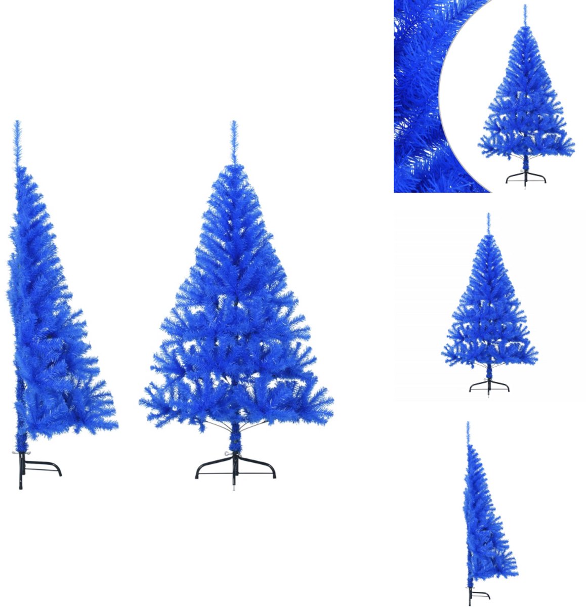 vidaXL Kunstkerstboom Halve 120 cm PVC Blauw