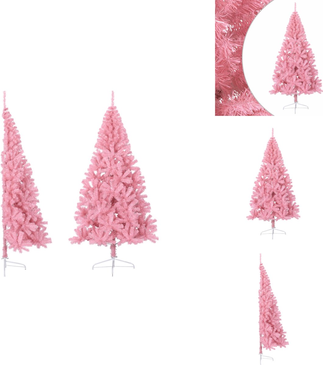 vidaXL Kunstkerstboom Halve 240 cm Roze met Standaard