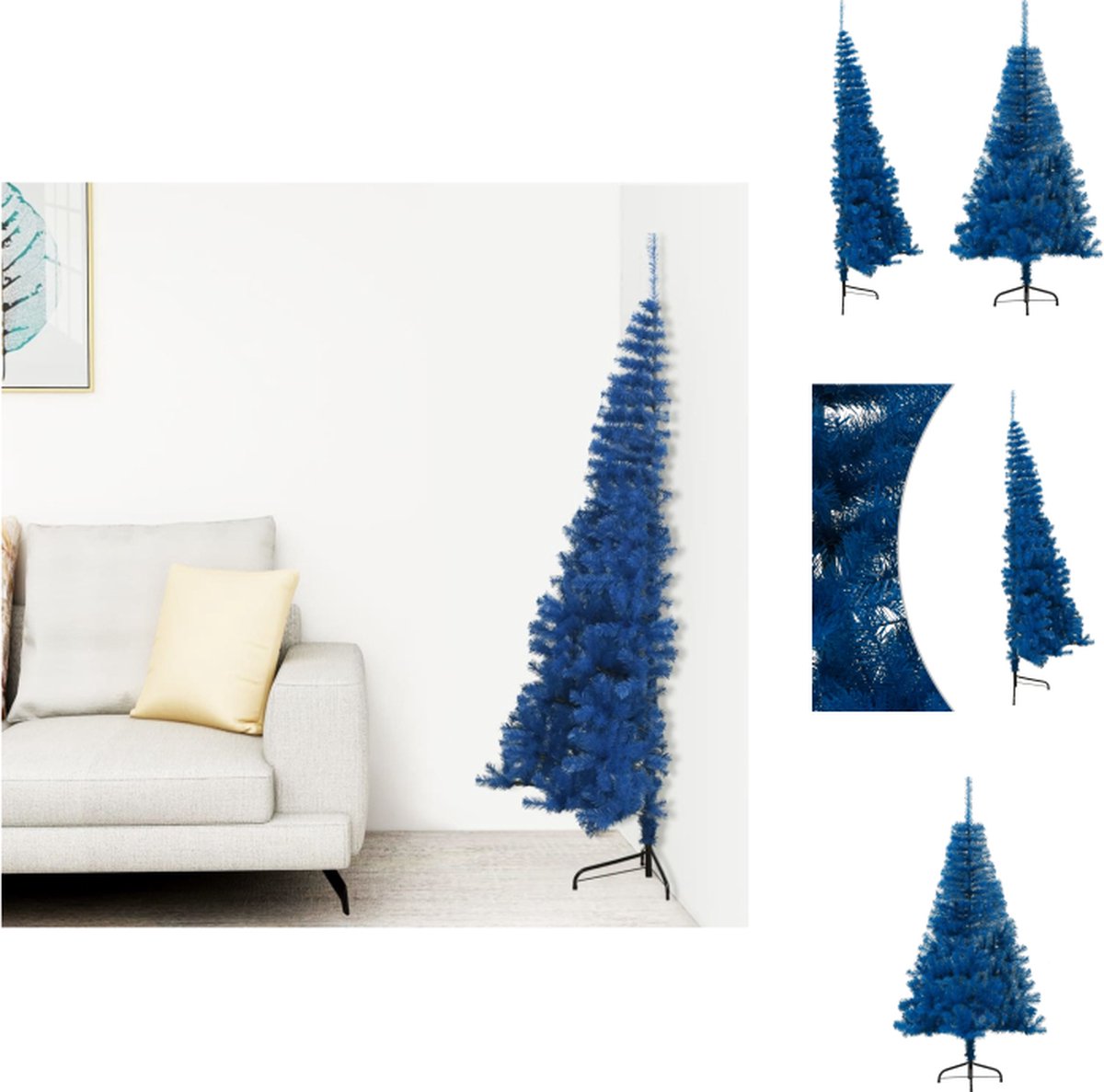vidaXL Kunstkerstboom Halve Blauw 180 cm