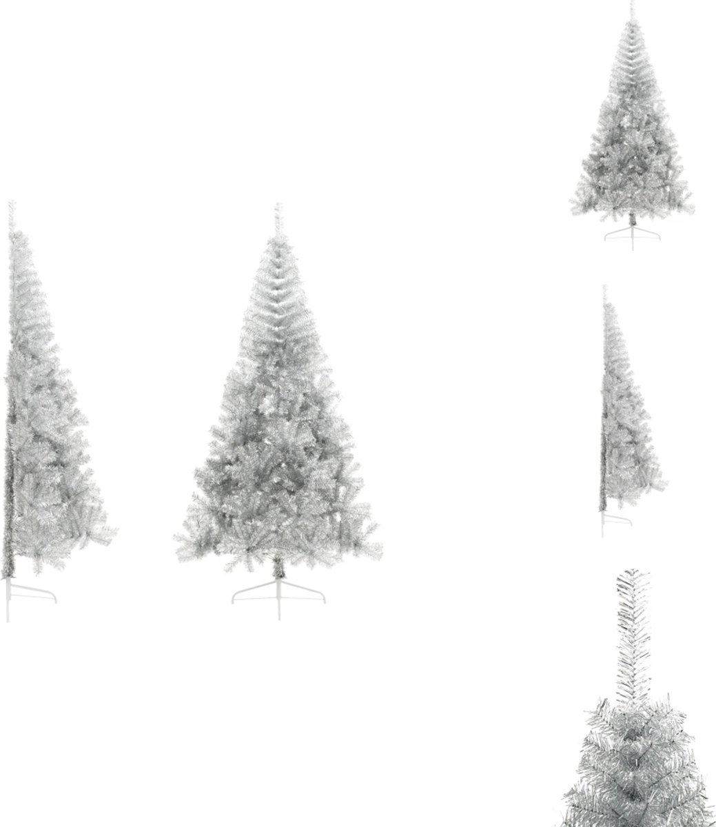 vidaXL Kunstkerstboom Halve Zilverkleurig 240 cm met Standaard