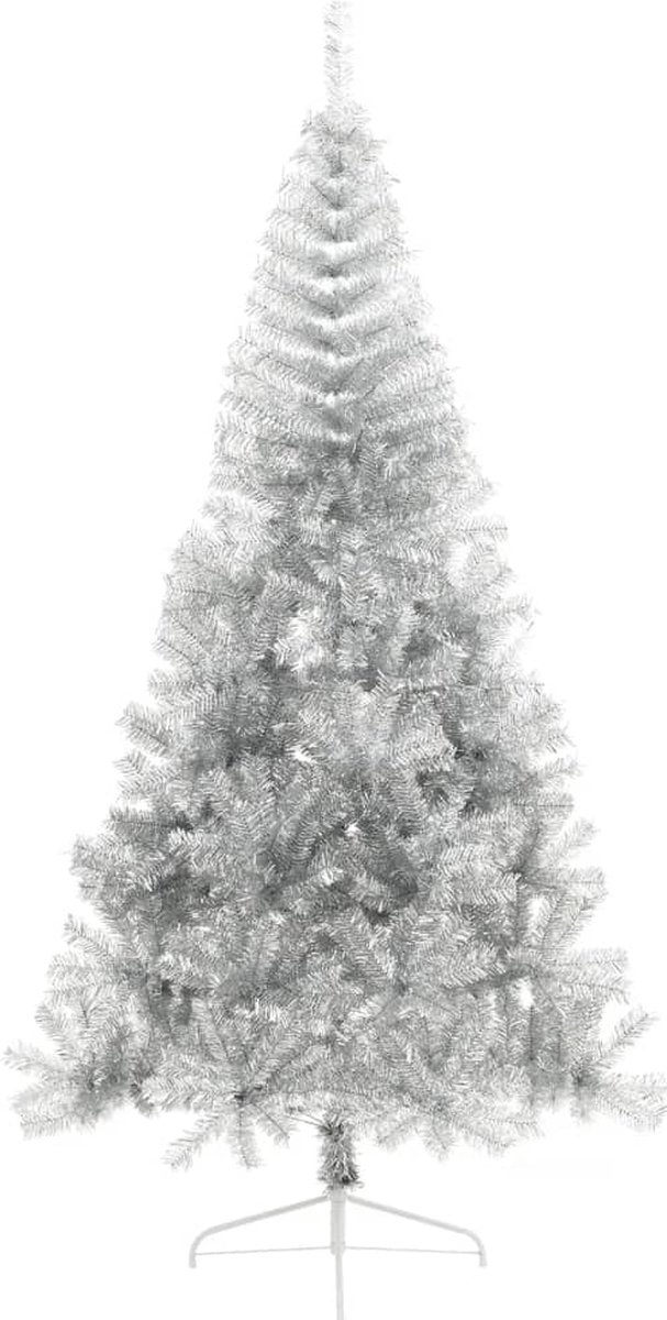 vidaXL Kunstkerstboom Halve Zilverkleurig 240 cm met Standaard