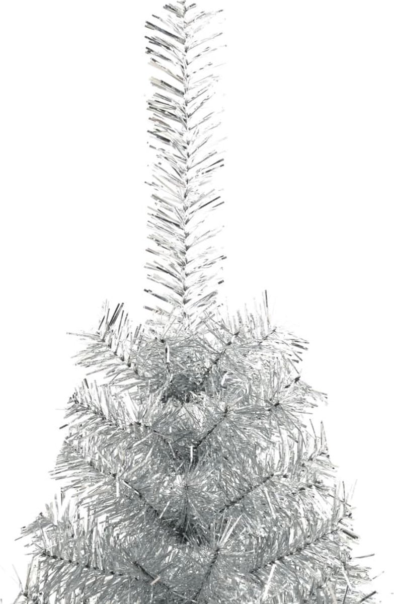 vidaXL Kunstkerstboom Halve Zilverkleurig 240 cm met Standaard