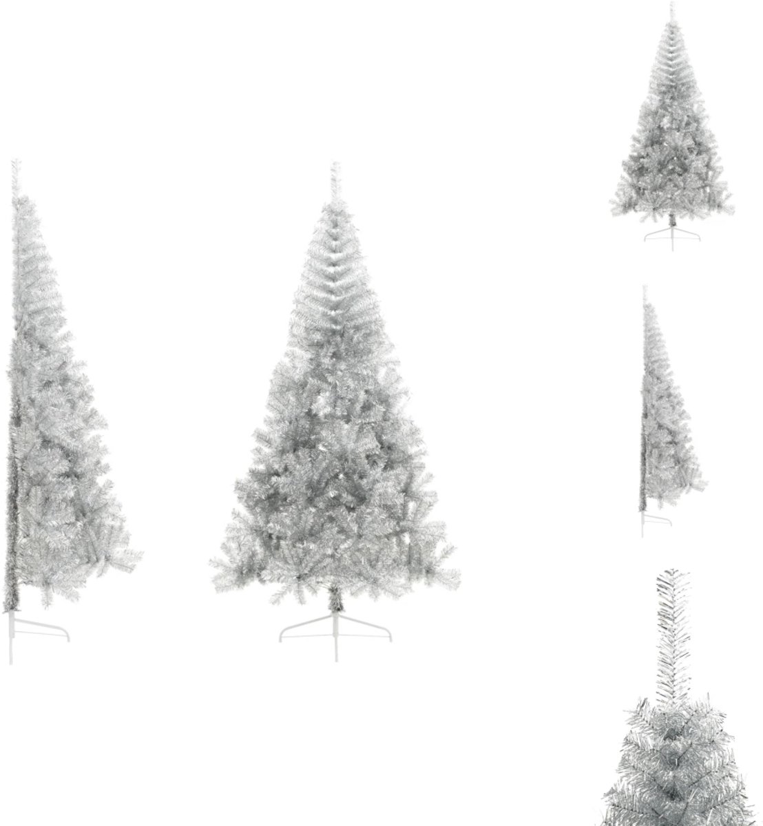vidaXL Kunstkerstboom Halve Zilverkleurig 240 cm met Standaard