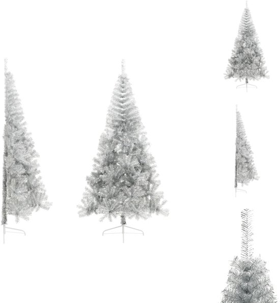 vidaXL Kunstkerstboom Halve Zilverkleurig 240 cm met Standaard