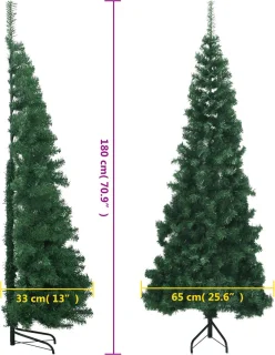 vidaXL Kunstkerstboom hoek 180 cm PVC groen