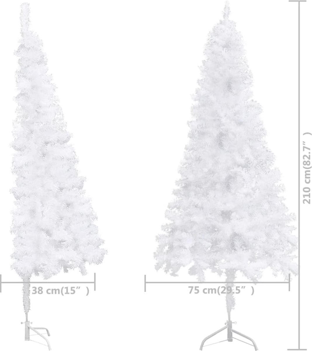 vidaXL Kunstkerstboom Hoek 210 cm PVC Wit