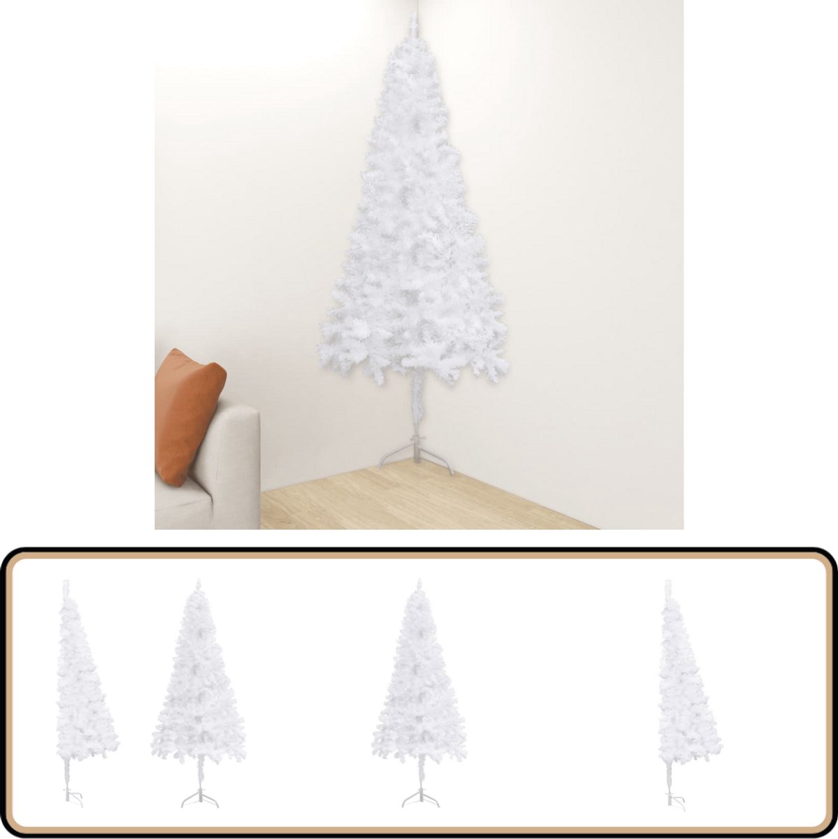 vidaXL Kunstkerstboom Hoek 240 cm PVC Wit