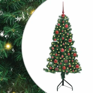 vidaXL kunstkerstboom hoekmodel, 150 cm, groen, PVC en metaal
