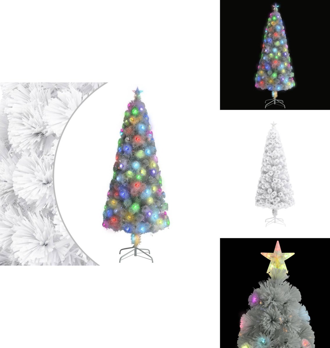 vidaXL Kunstkerstboom LED 210 cm wit glasvezel