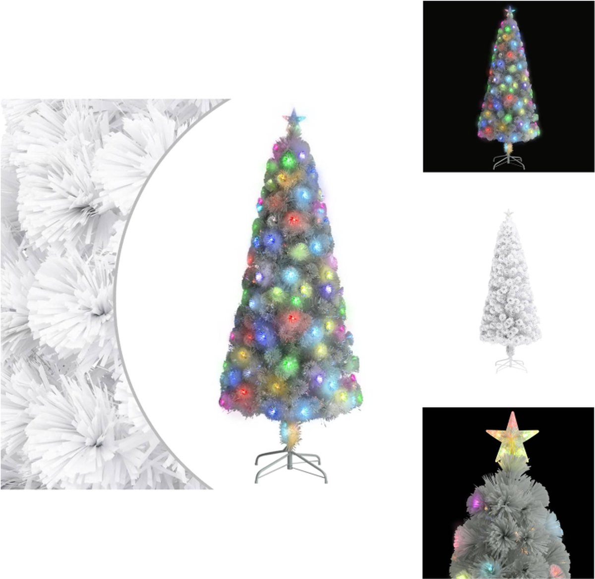 vidaXL Kunstkerstboom LED 210 cm wit glasvezel