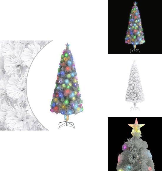 vidaXL Kunstkerstboom LED 210 cm wit glasvezel