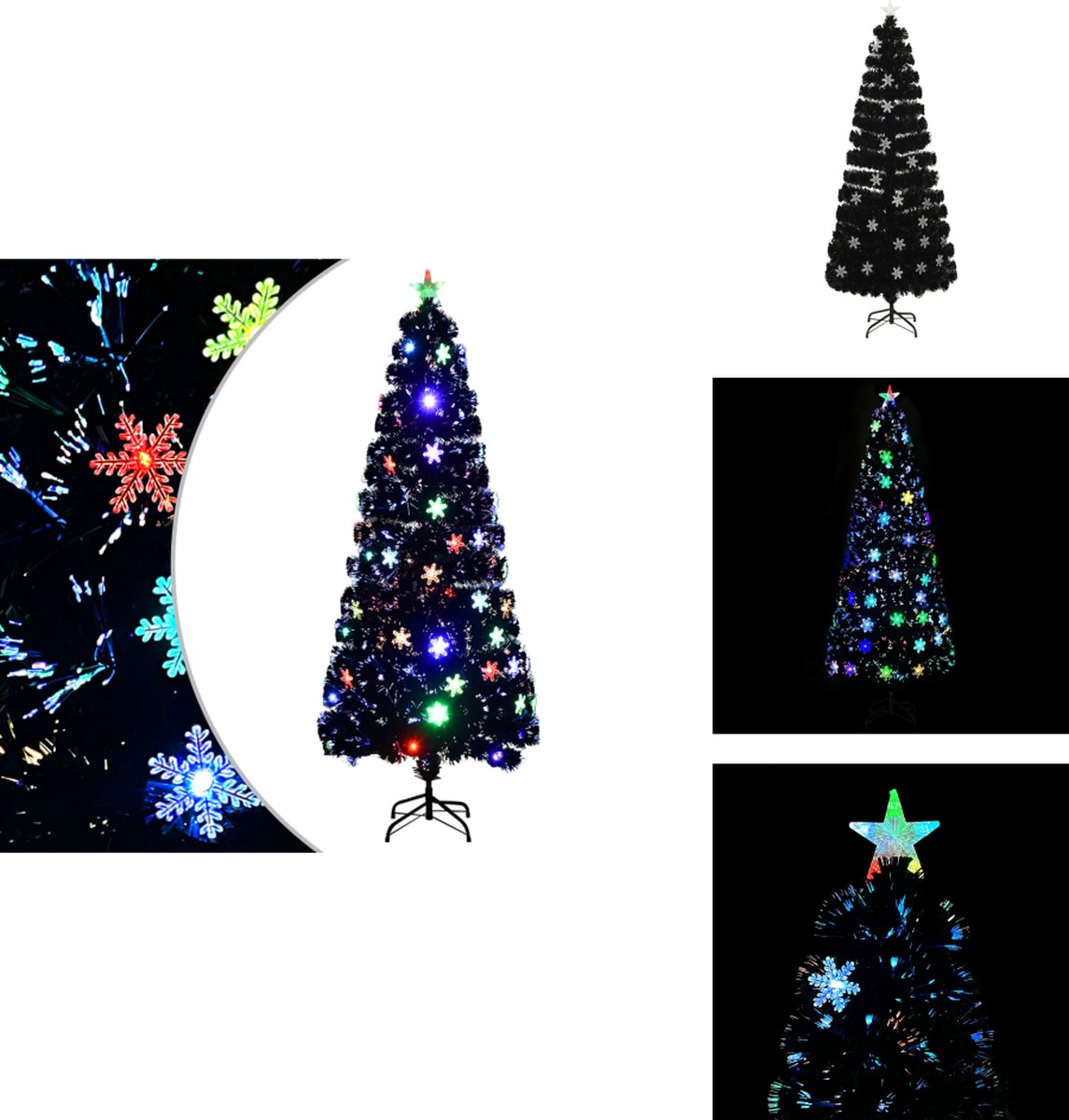 vidaXL Kunstkerstboom LED Sneeuwvlokken 240 cm Zwart