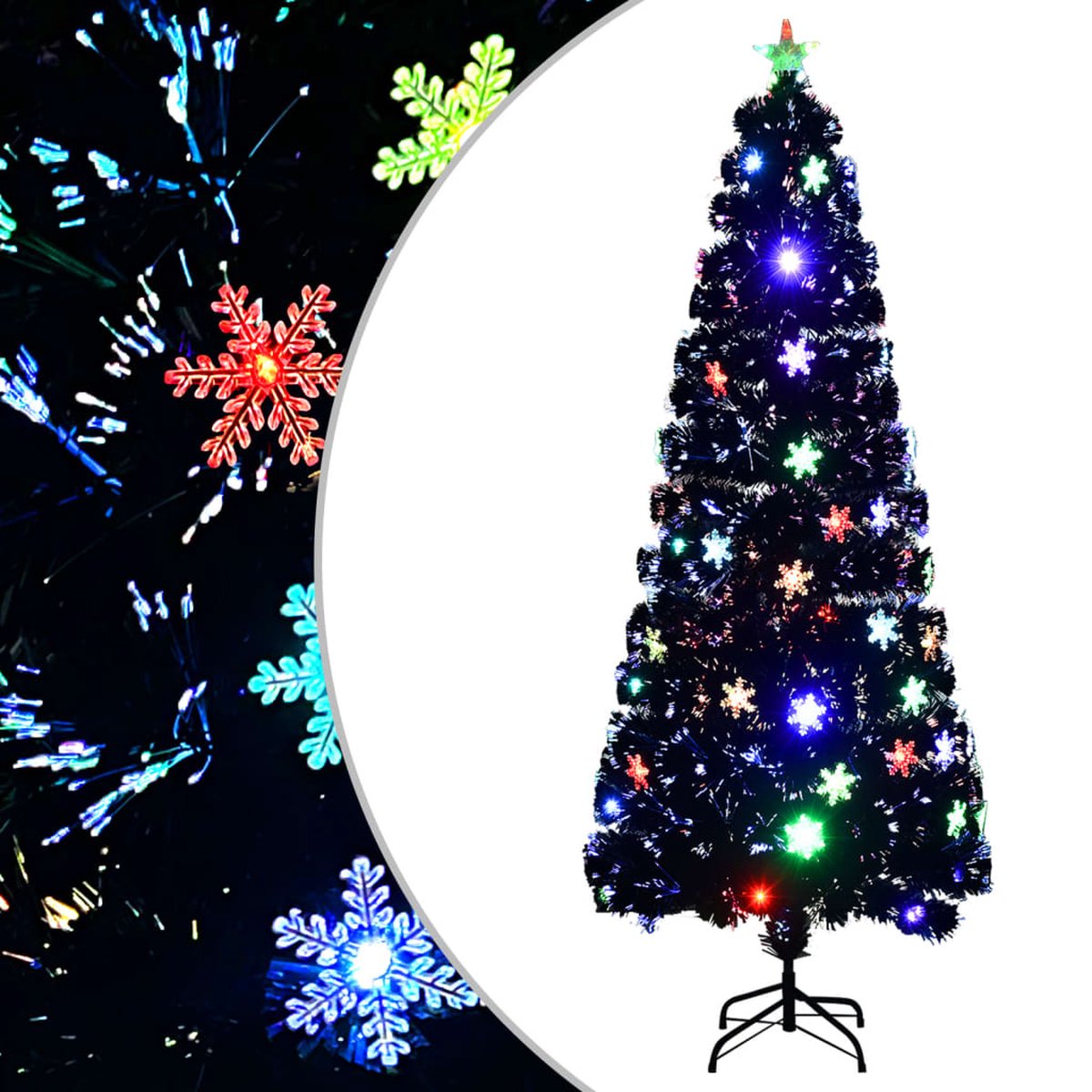 vidaXL Kunstkerstboom LED Sneeuwvlokken 240 cm Zwart