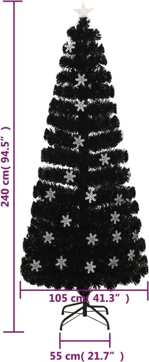 vidaXL Kunstkerstboom LED Sneeuwvlokken 240 cm Zwart