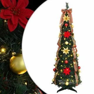 vidaXL Kunstkerstboom met 100 LED en standaard groen 155 cm PVC