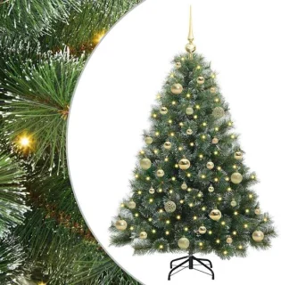 vidaXL kunstkerstboom met 150 LED en standaard groen 120 cm PE en PVC
