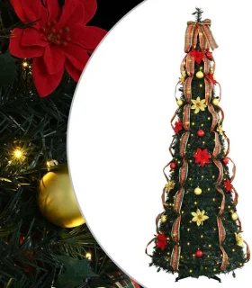 vidaXL kunstkerstboom met 150 LED en standaard groen 185 cm PVC