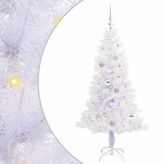 vidaXL kunstkerstboom met 150 LED wit 150 cm PVC en staal