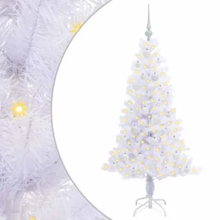vidaXL kunstkerstboom met 150 led, wit, 150 cm