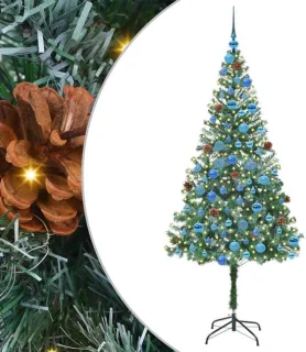 vidaXL kunstkerstboom met 300 LED groen 180 cm PVC en staal