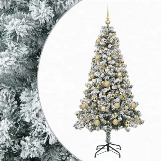 vidaXL kunstkerstboom met ballen 120 cm 150 led's warmwit