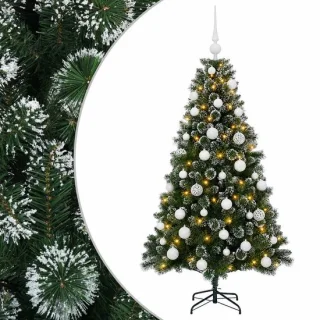vidaXL kunstkerstboom met ballen - 120 cm - 150 LED's - warmwit