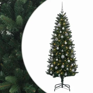 vidaXL Kunstkerstboom met ballen 120 cm