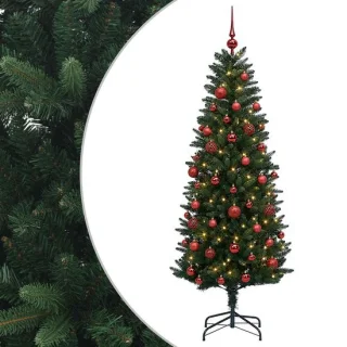 vidaXL kunstkerstboom met ballen, 120 cm, PE en PVC