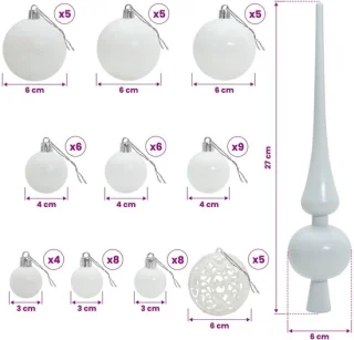 vidaXL kunstkerstboom met ballen, 120 cm