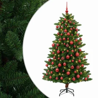 vidaXL kunstkerstboom met ballen 180 cm 300 LED's warmwit