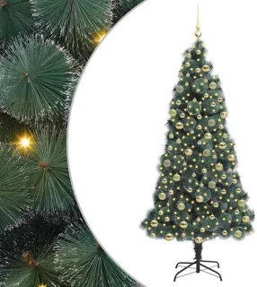 vidaXL kunstkerstboom met ballenset 210 cm groen