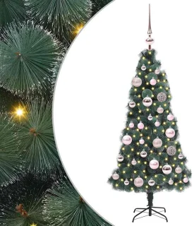 vidaXL Kunstkerstboom met ballenset, groen, 120 cm