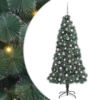 vidaXL kunstkerstboom met ballenset Groen 210 cm