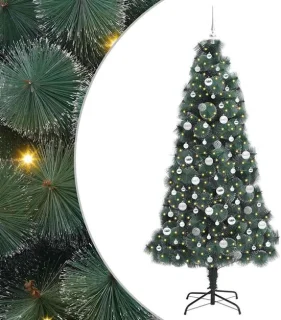 vidaXL kunstkerstboom met ballenset, groen, 210 cm