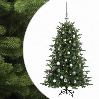 vidaXL Kunstkerstboom met kerstbal 120 cm 150 LED's warmwit