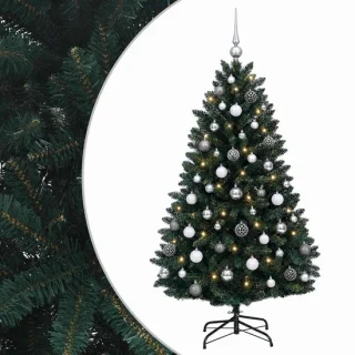 vidaXL kunstkerstboom met kerstbal, 120 cm, 150 led's