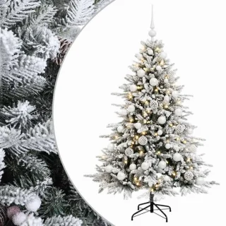 vidaXL kunstkerstboom met kerstbal 150 cm 150 led's warmwit