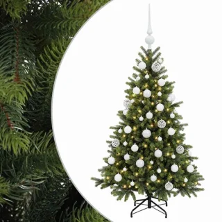 vidaXL kunstkerstboom met kerstbal, 150 cm, 150 led's, warmwit