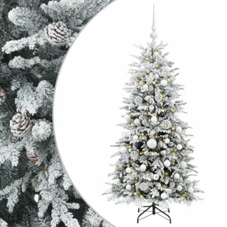 vidaXL Kunstkerstboom met kerstbal, 150 cm, PE & PVC