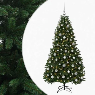 vidaXL kunstkerstboom met kerstbal 210 cm, 300 leds