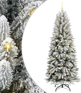 vidaXL kunstkerstboom met kerstbal 210 cm PE en PVC