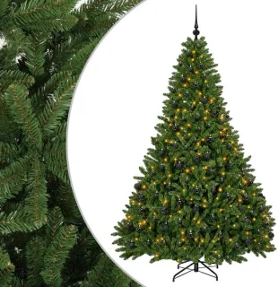 vidaXL kunstkerstboom met kerstbal 270 cm 600 led's warmwit