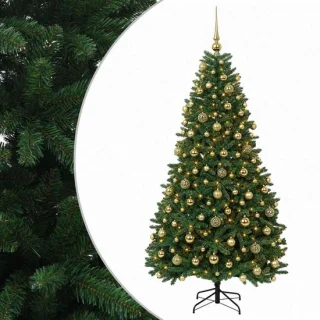 vidaXL kunstkerstboom met kerstbal, middengroen, 180 cm