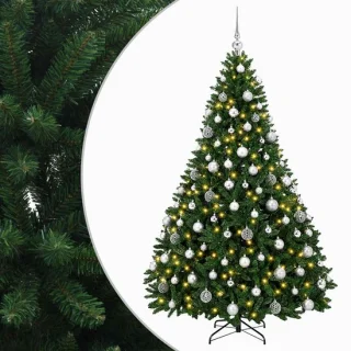 vidaXL kunstkerstboom met kerstbal, middengroen, 210 cm