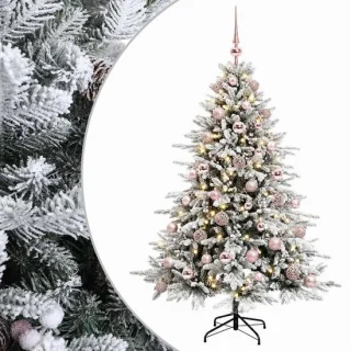 vidaXL Kunstkerstboom met kerstballen 120 cm 150 LED's warmwit