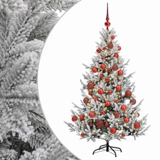 vidaXL Kunstkerstboom met kerstballen 120 cm 150 LED's warmwit
