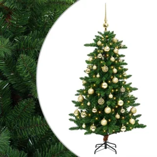 vidaXL kunstkerstboom met kerstballen 120 cm 150 warmwitte ledlampjes