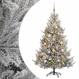 vidaXL Kunstkerstboom met kerstballen 180 cm 300 LED's warmwit